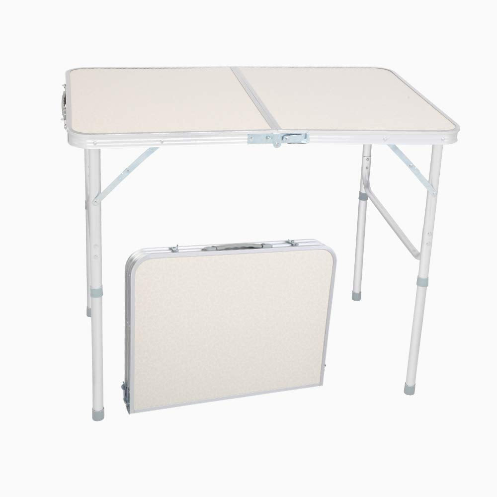 White 3 Foot Plastic Folding Table with Carrying Handle K368745