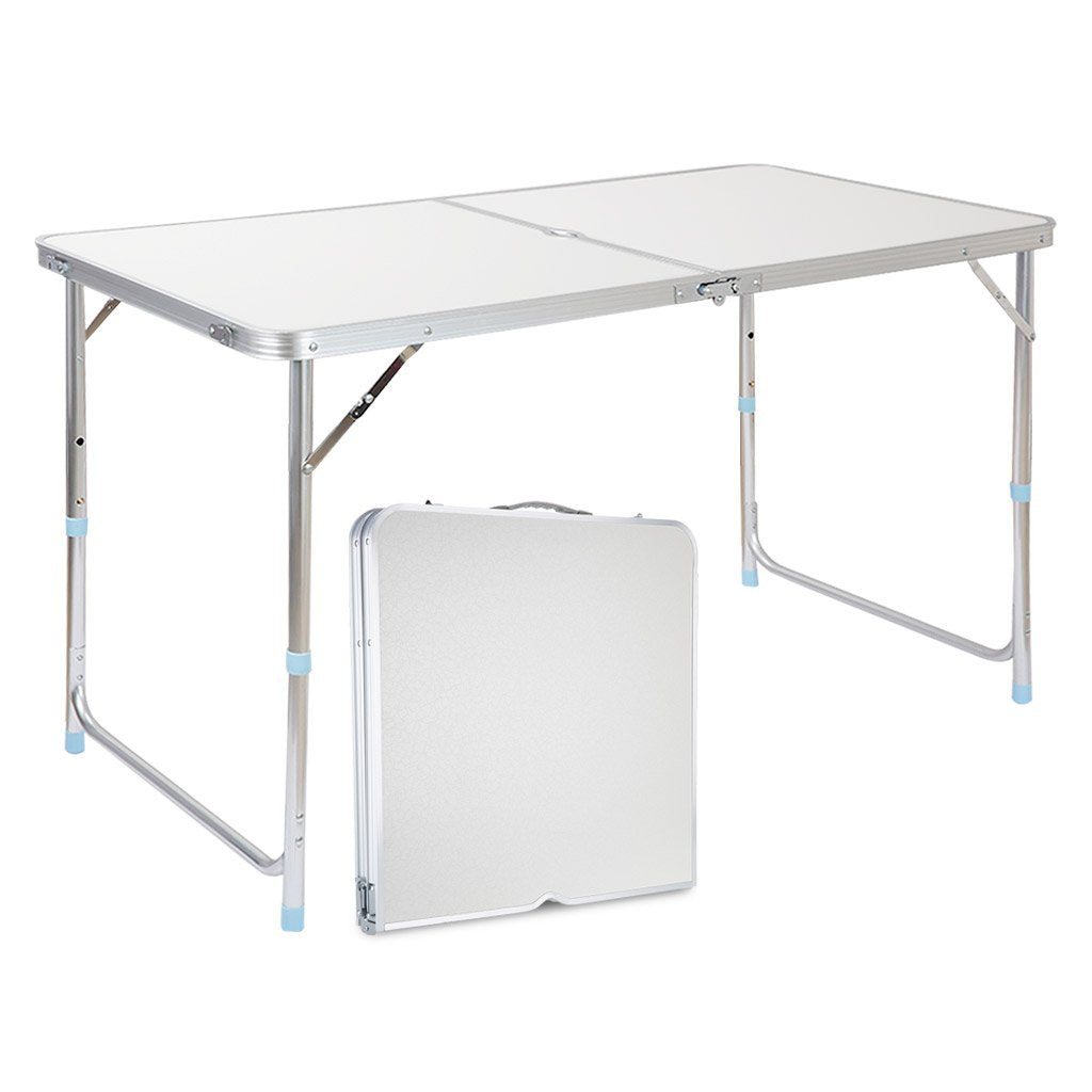 Portable Folding Table White 4 Adjustable Heights Z4213