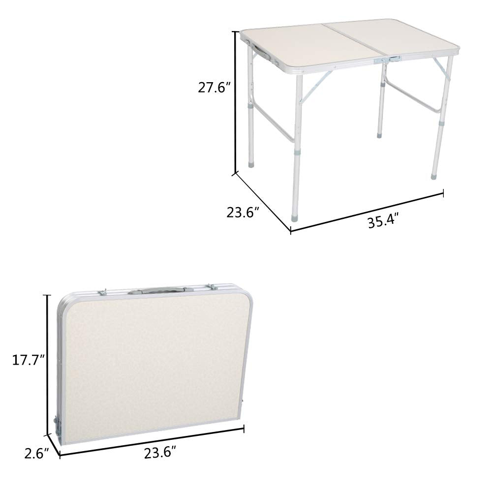 White 3 Foot Plastic Folding Table with Carrying Handle K368745