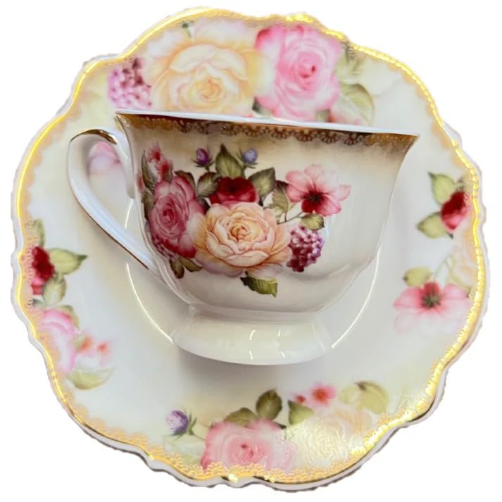 12 Piece Porcelain Tea Cup and Saucer Set B346