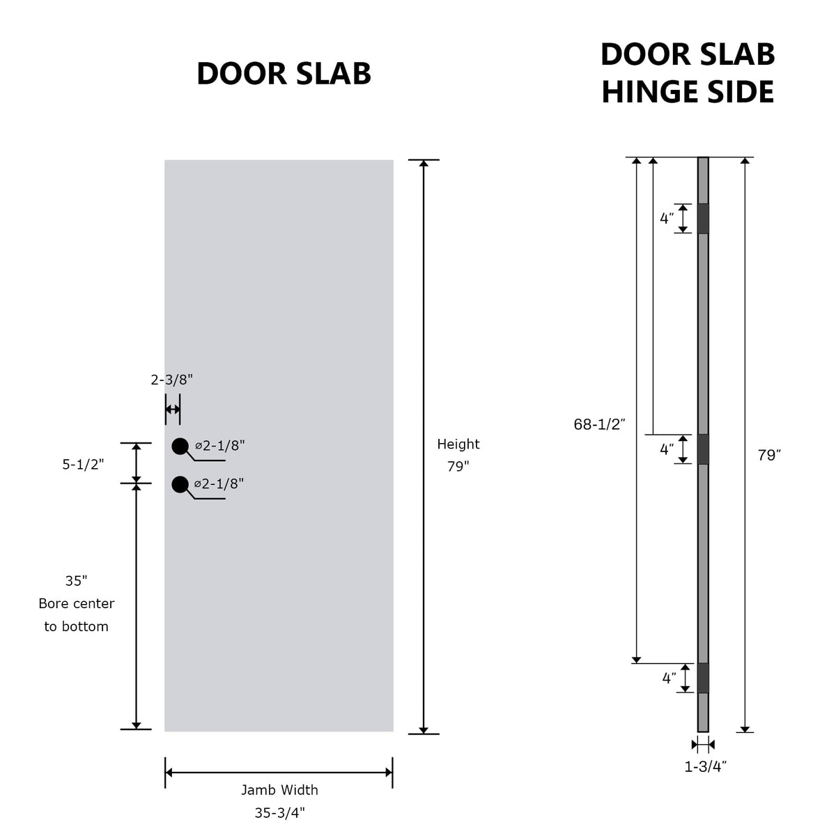 36" x 80" Black FRP Entry Door T700