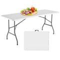 6 Foot Foldable White Plastic Table with Carrying Handle F565