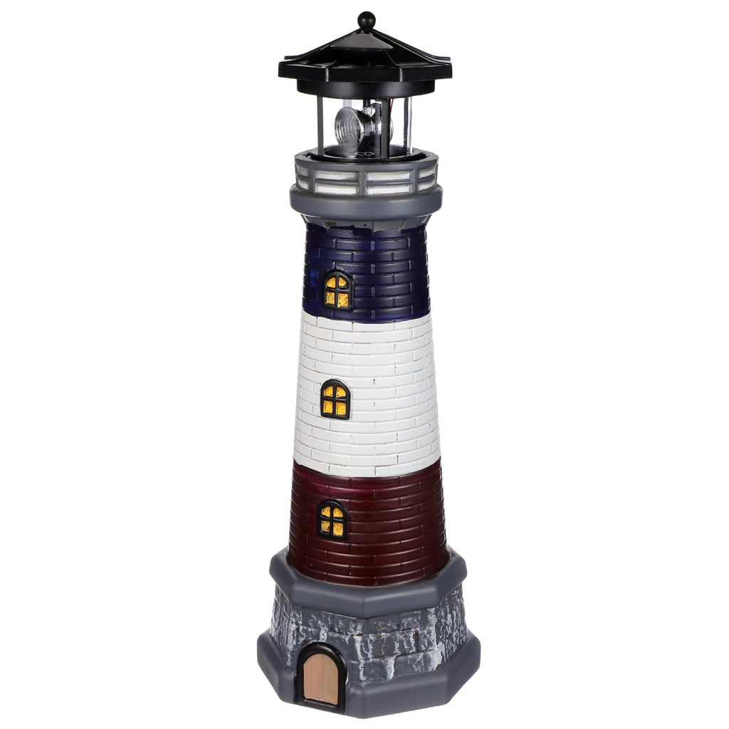 Solar Lighthouse Statue, Resin Waterproof, Black, 4.72 X 4.72 X 14.76 Inches E2511