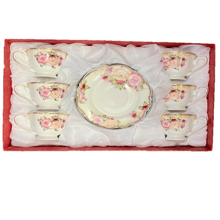 12 Piece Porcelain Tea Cup and Saucer Set B346