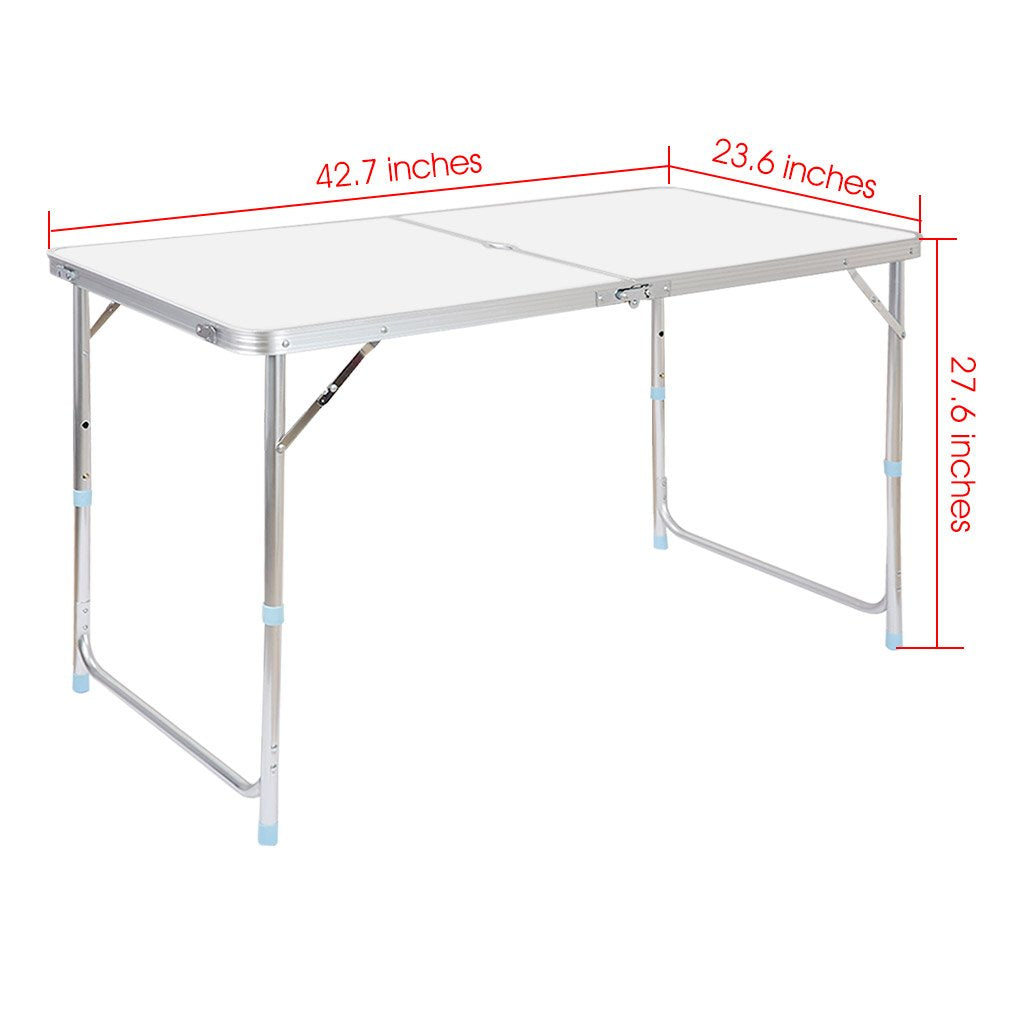 Portable Folding Table White 4 Adjustable Heights Z4213