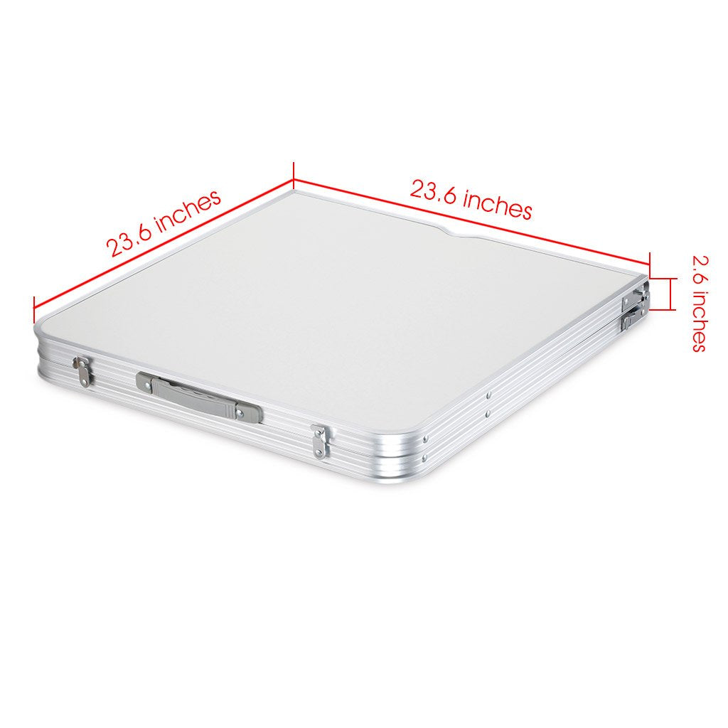 Portable Folding Table White 4 Adjustable Heights Z4213