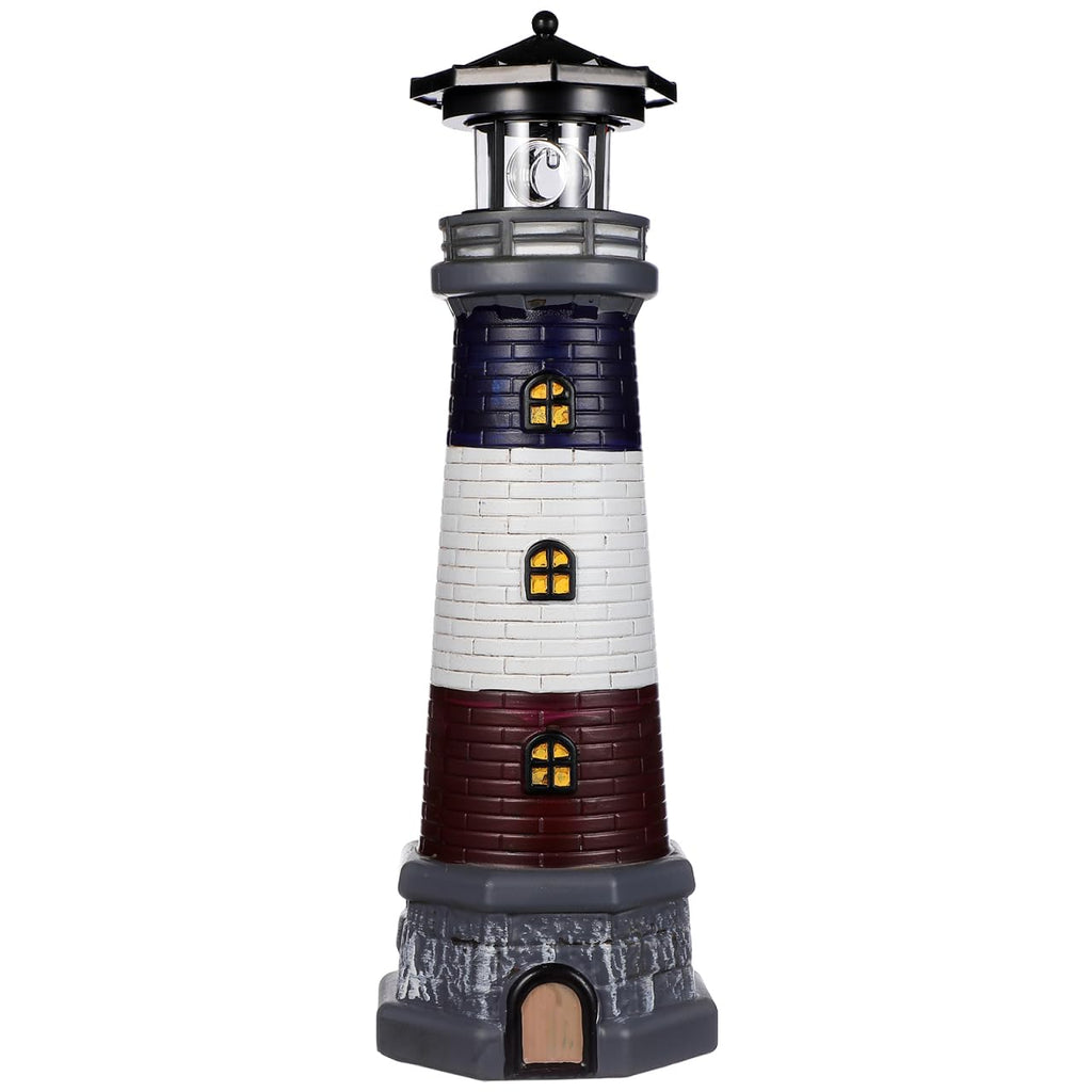 Solar Lighthouse Statue, Resin Waterproof, Black, 4.72 X 4.72 X 14.76 Inches E2511
