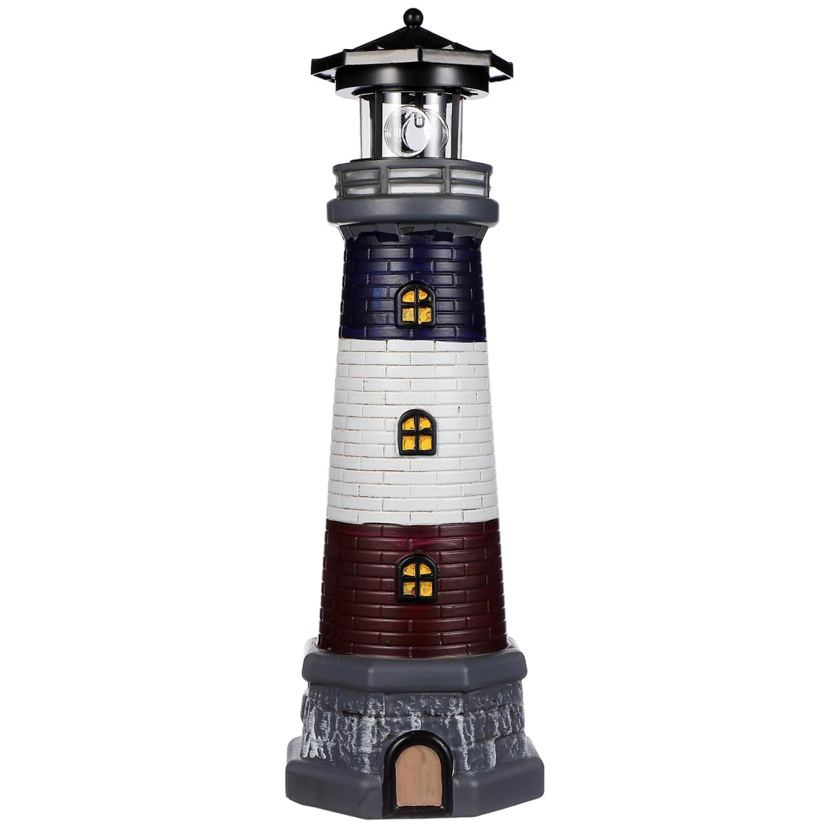Solar Lighthouse Statue, Resin Waterproof, Black, 4.72 X 4.72 X 14.76 Inches E2511