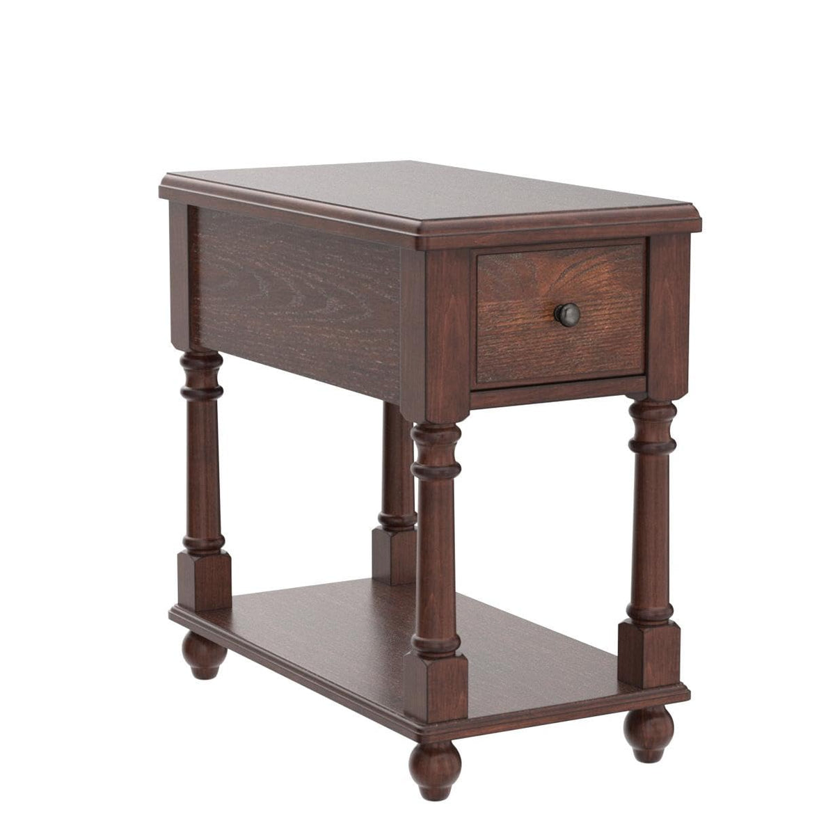 Narrow Wood End Table with Drawer E534109