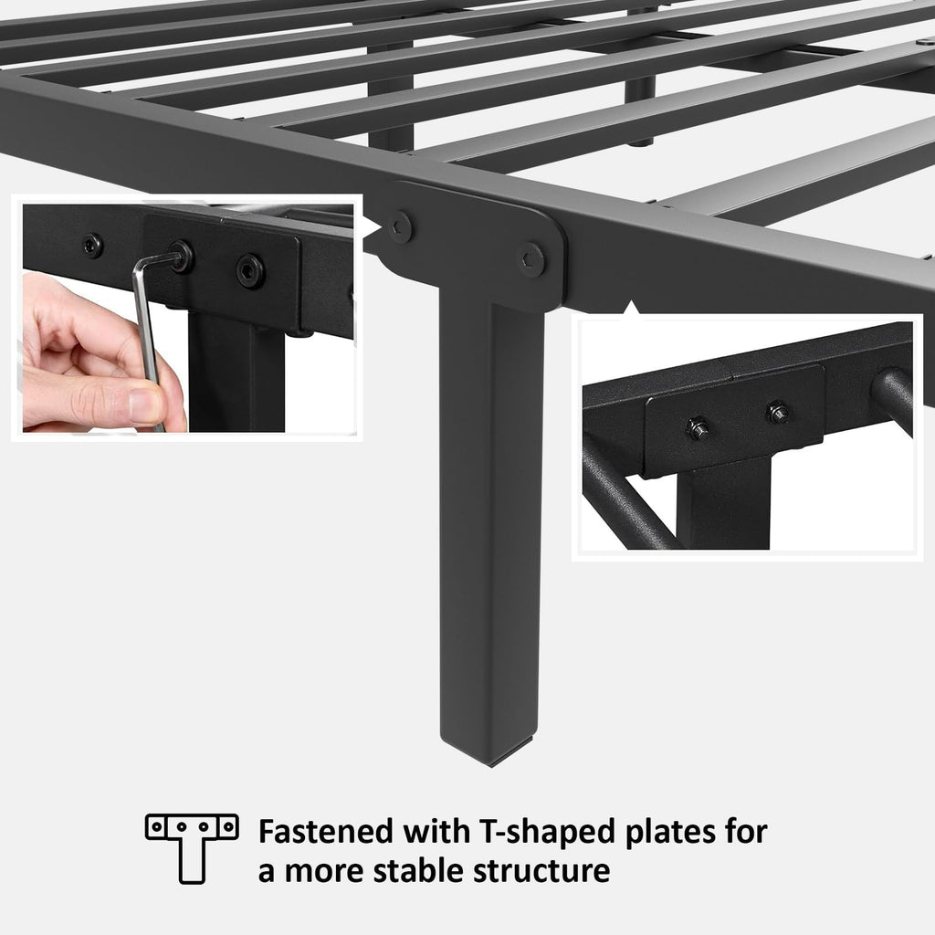 Black Full Bed Frame with Butterfly Pattern Headboard & Footboard J87029
