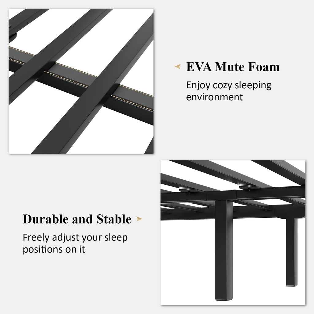 Black Full Bed Frame with Butterfly Pattern Headboard & Footboard J87029