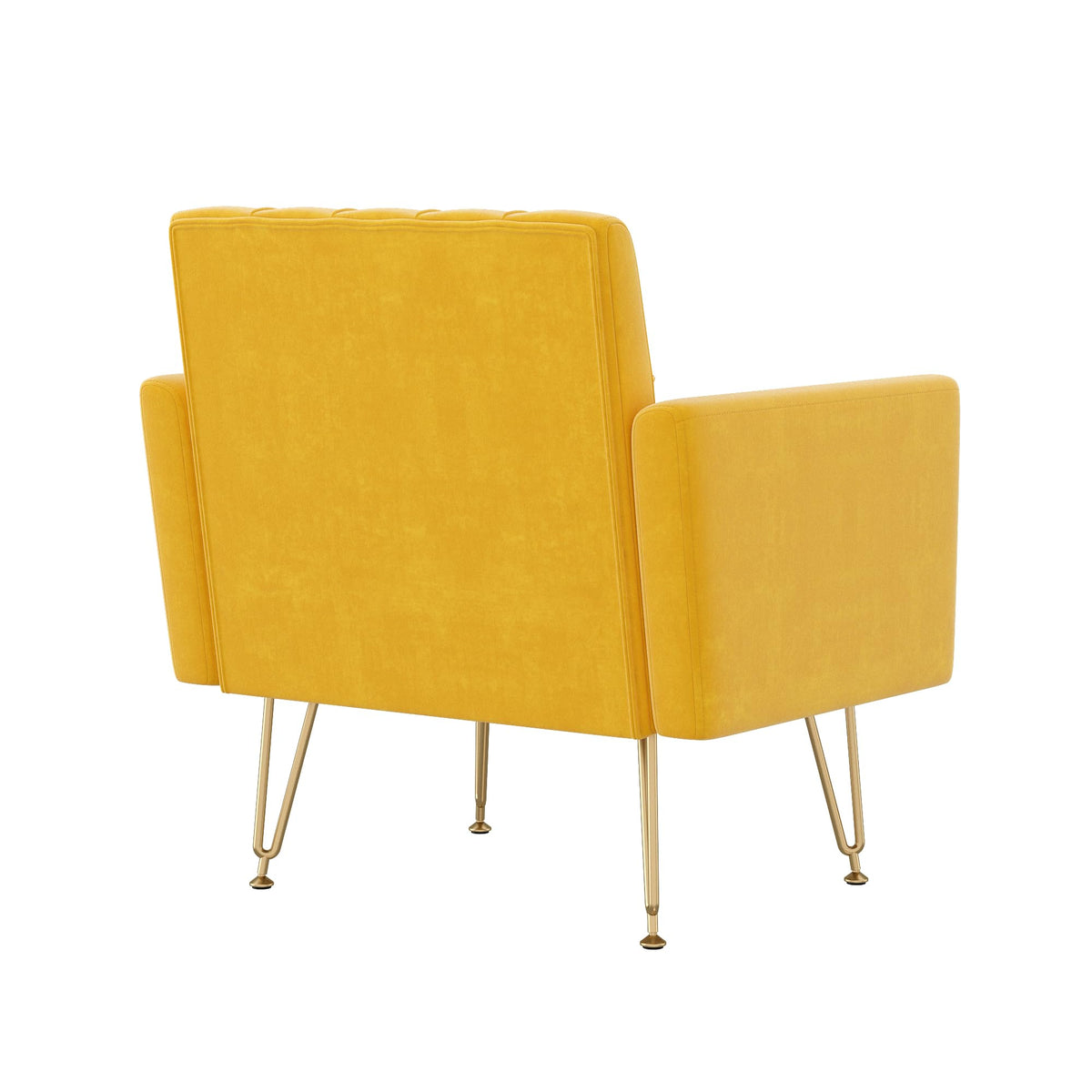 Orange-Yellow Velvet Single Sofa Chair with Gold Metal Legs I7199
