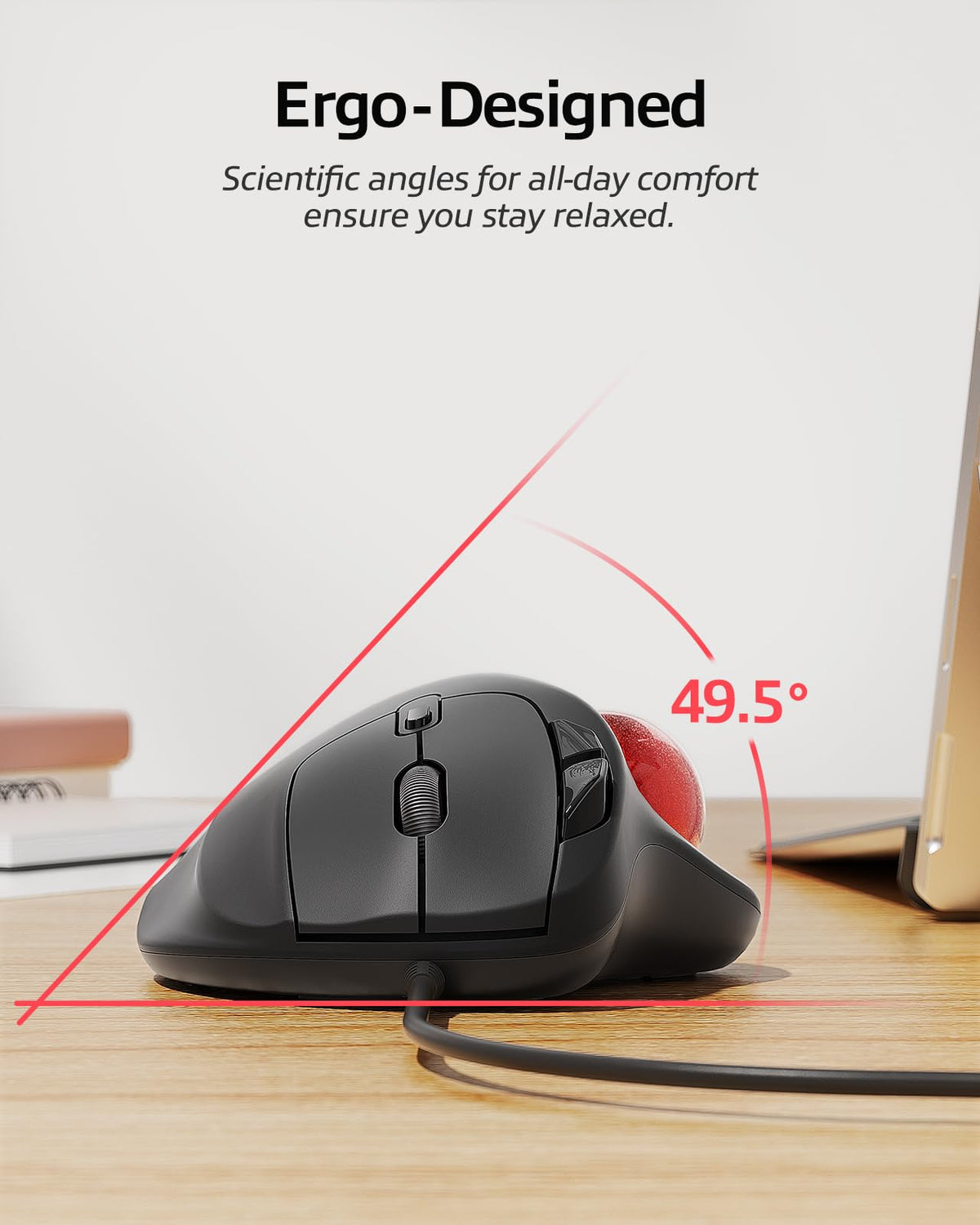Wired Trackball Mouse Ergonomic Thumb Control H14679