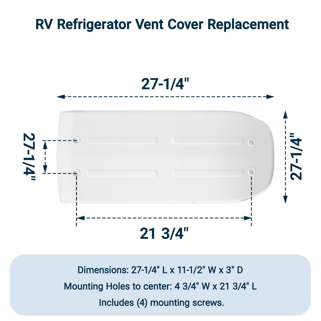 White RV Refrigerator Vent Cover Replacement E8278