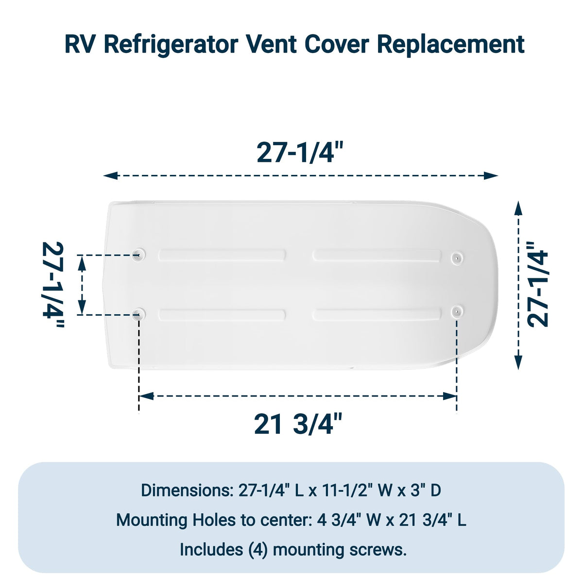 White RV Refrigerator Vent Cover Replacement E8278