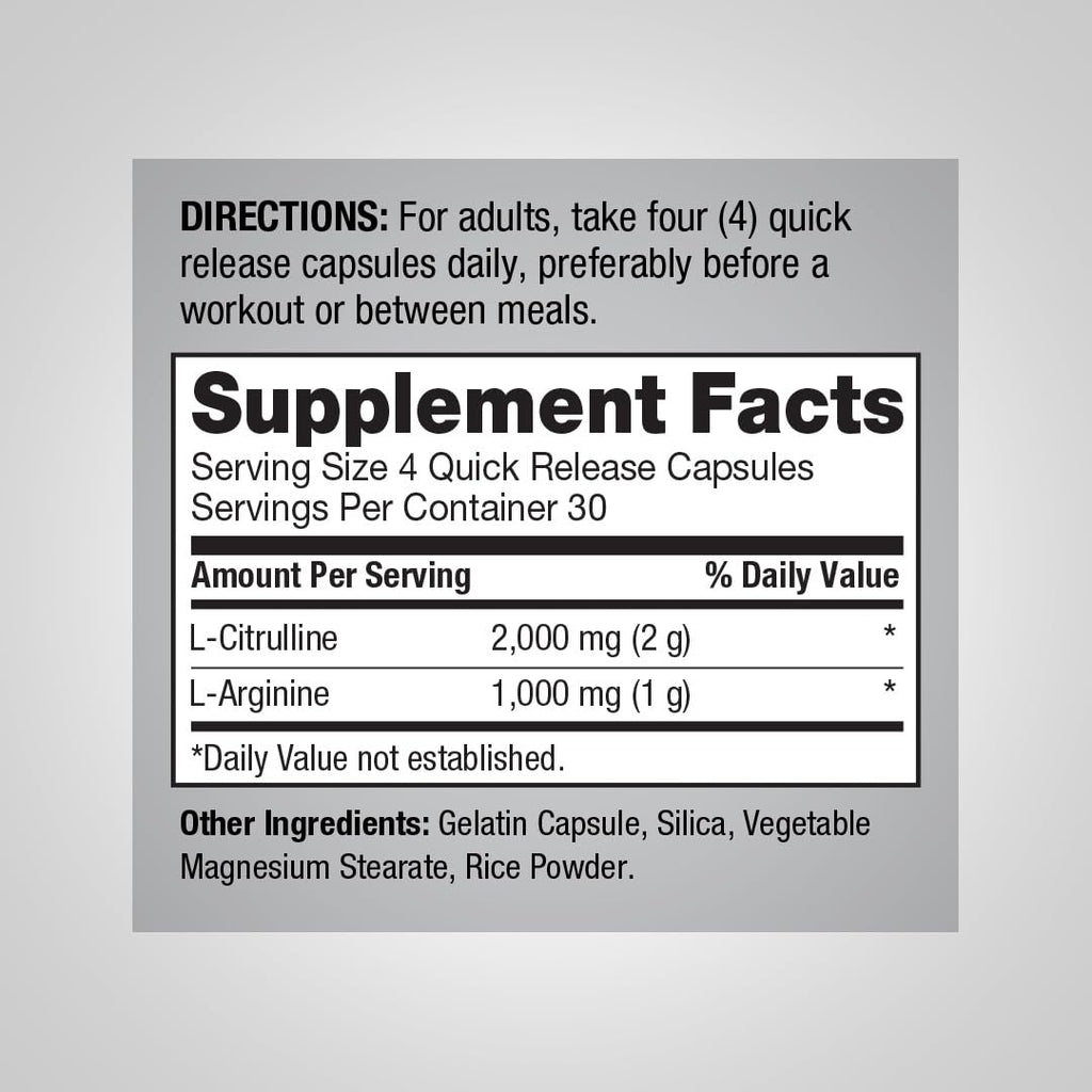 3000mg 120 Capsules Nitric Oxide Supplement with L Arginine and L Citrulline M23859
