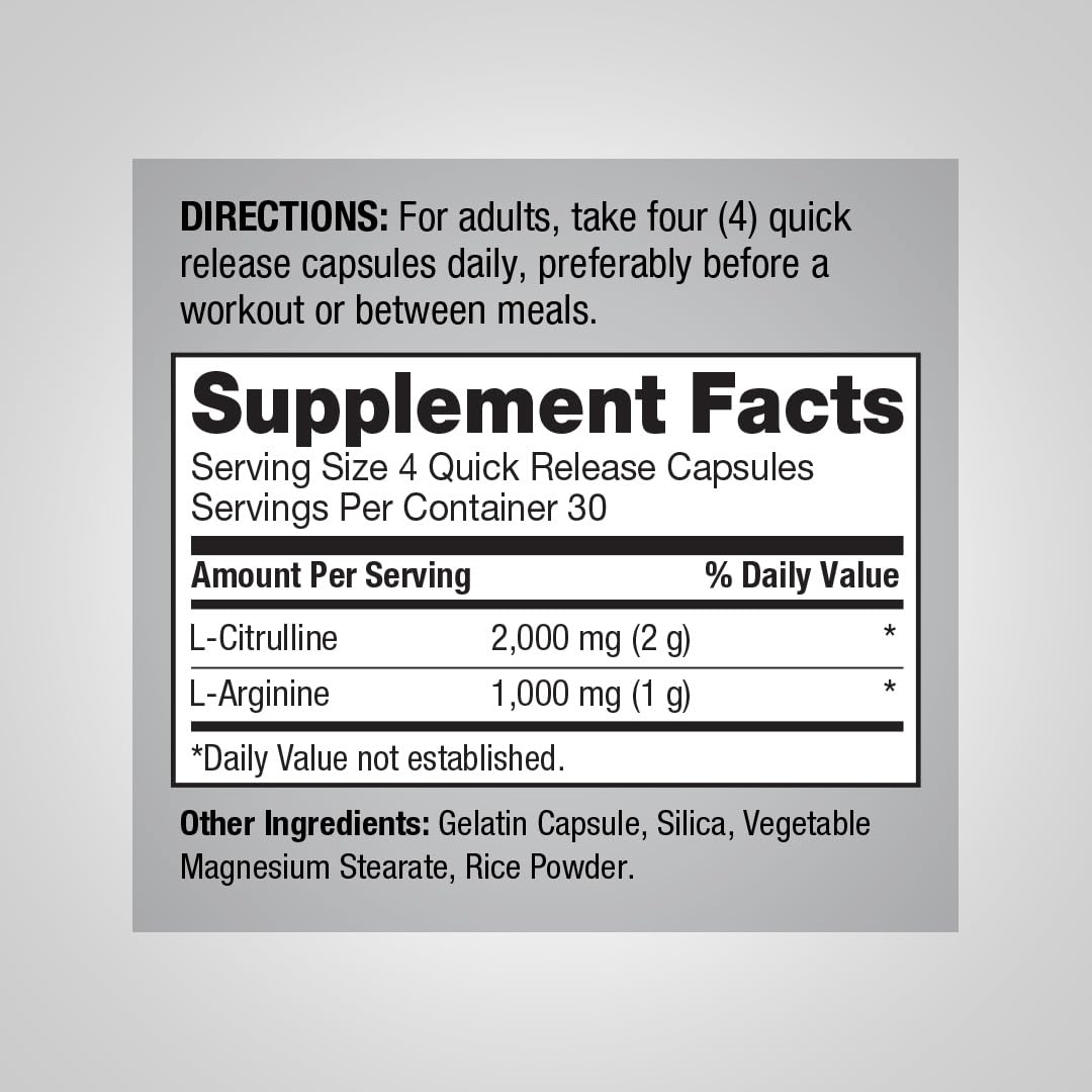 3000mg 120 Capsules Nitric Oxide Supplement with L Arginine and L Citrulline M23859