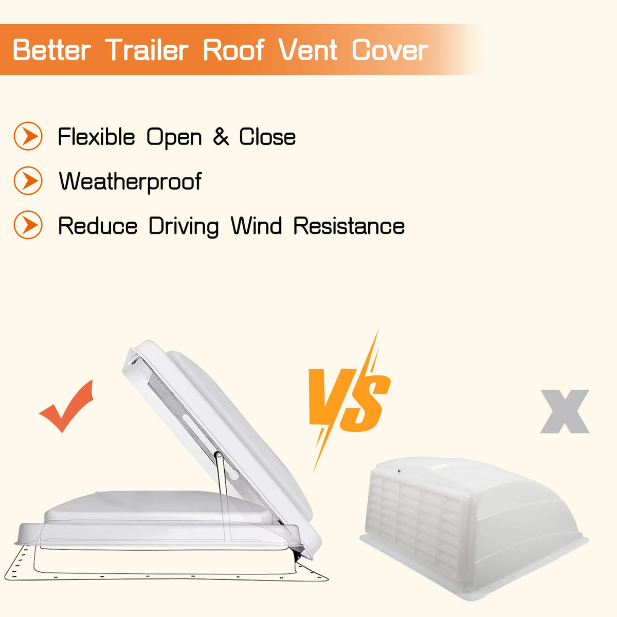 14" White Plastic Square RV Roof Vent Cover X846