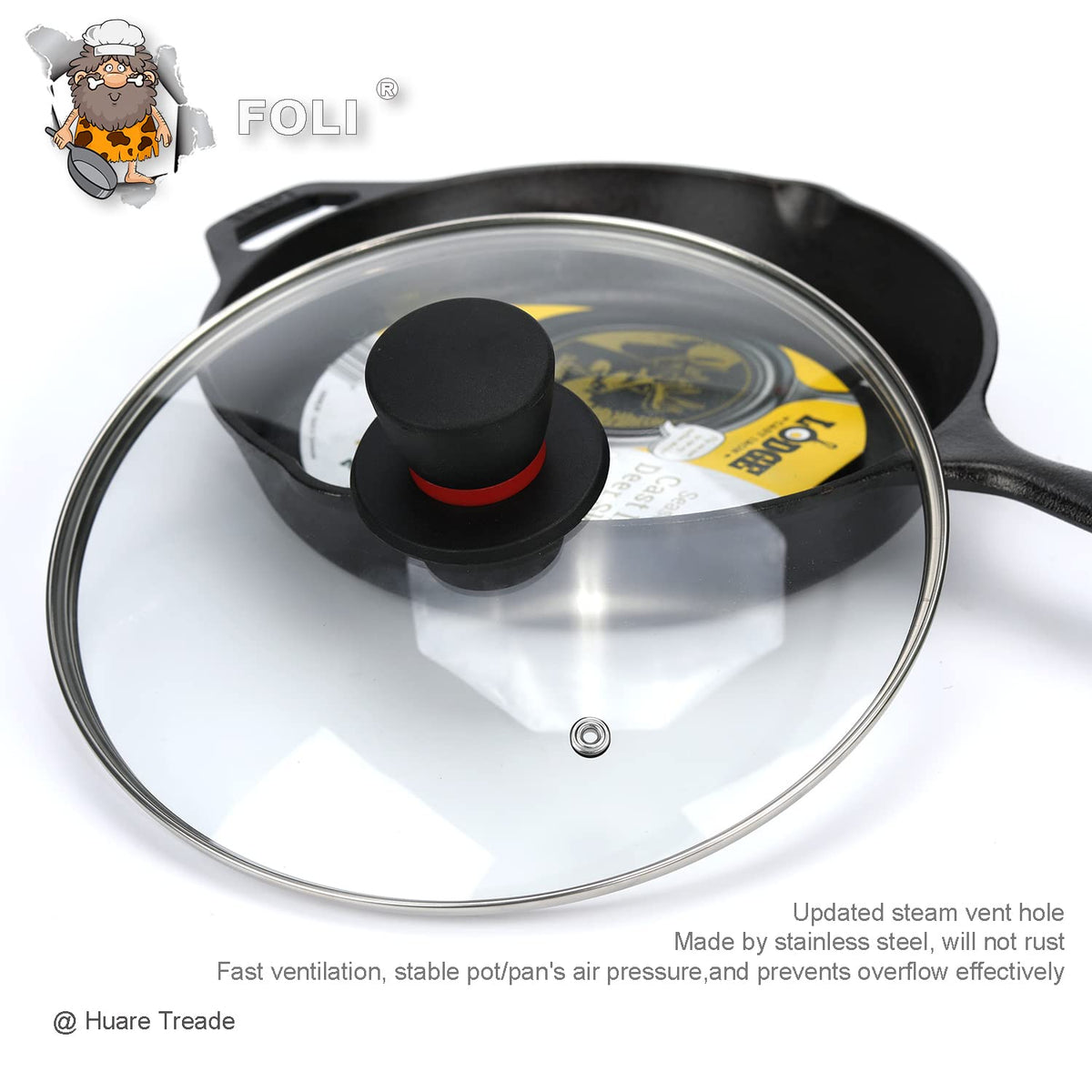 10.25 Inch Tempered Glass Lid with Steam Vent Y11831