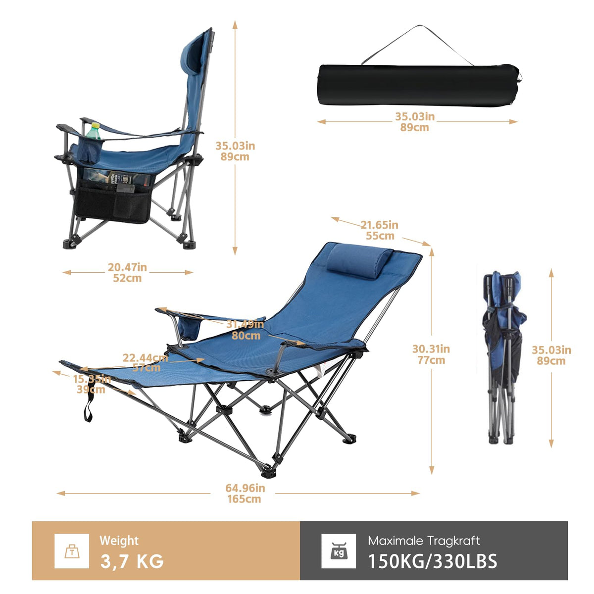 Zero Gravity Reclining Folding Chair with Footrest Cup Holder P5204