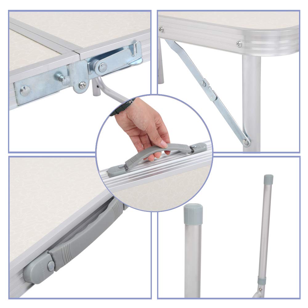 White 3 Foot Plastic Folding Table with Carrying Handle K368745