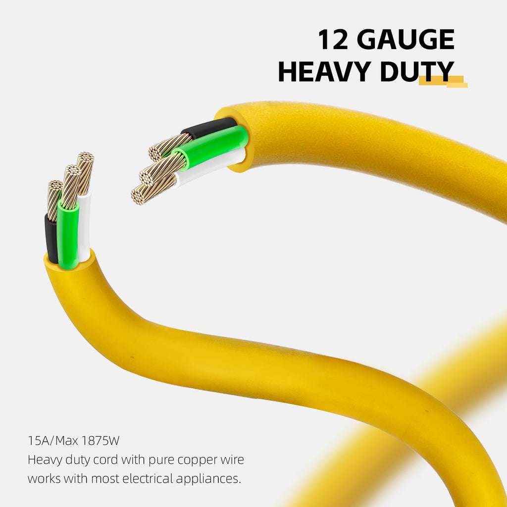 12 Ft Heavy Duty Yellow Extension Cord Y687