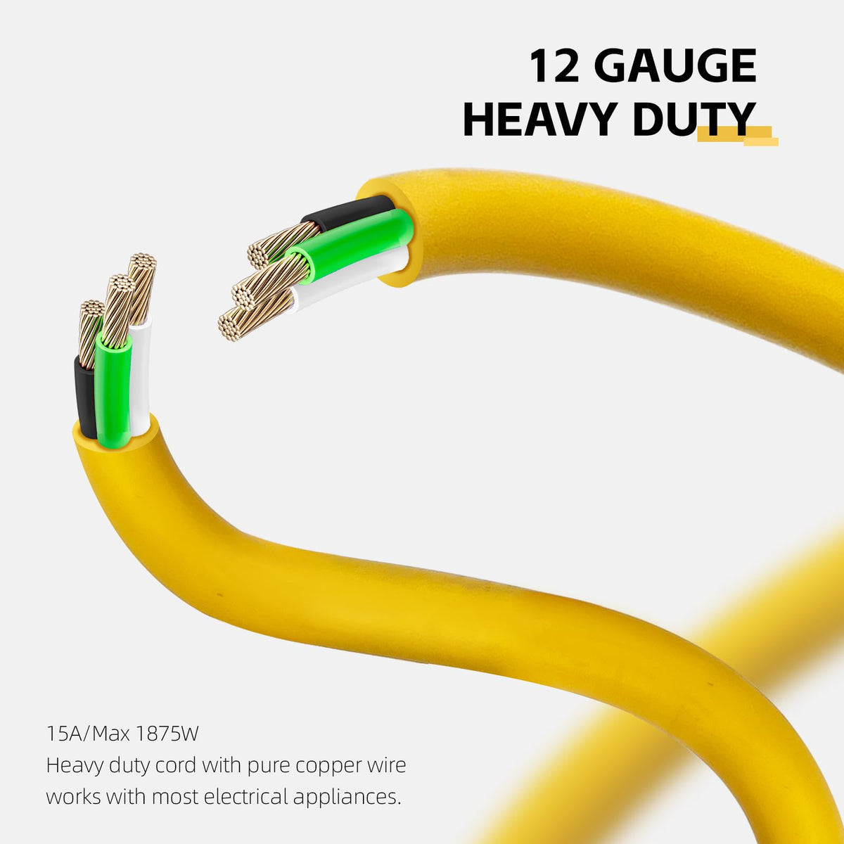 12 Ft Heavy Duty Yellow Extension Cord Y687