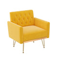 Orange-Yellow Velvet Single Sofa Chair with Gold Metal Legs I7199