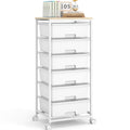 6 Drawer Rolling Storage Cart with Wooden Top and Wheels M354