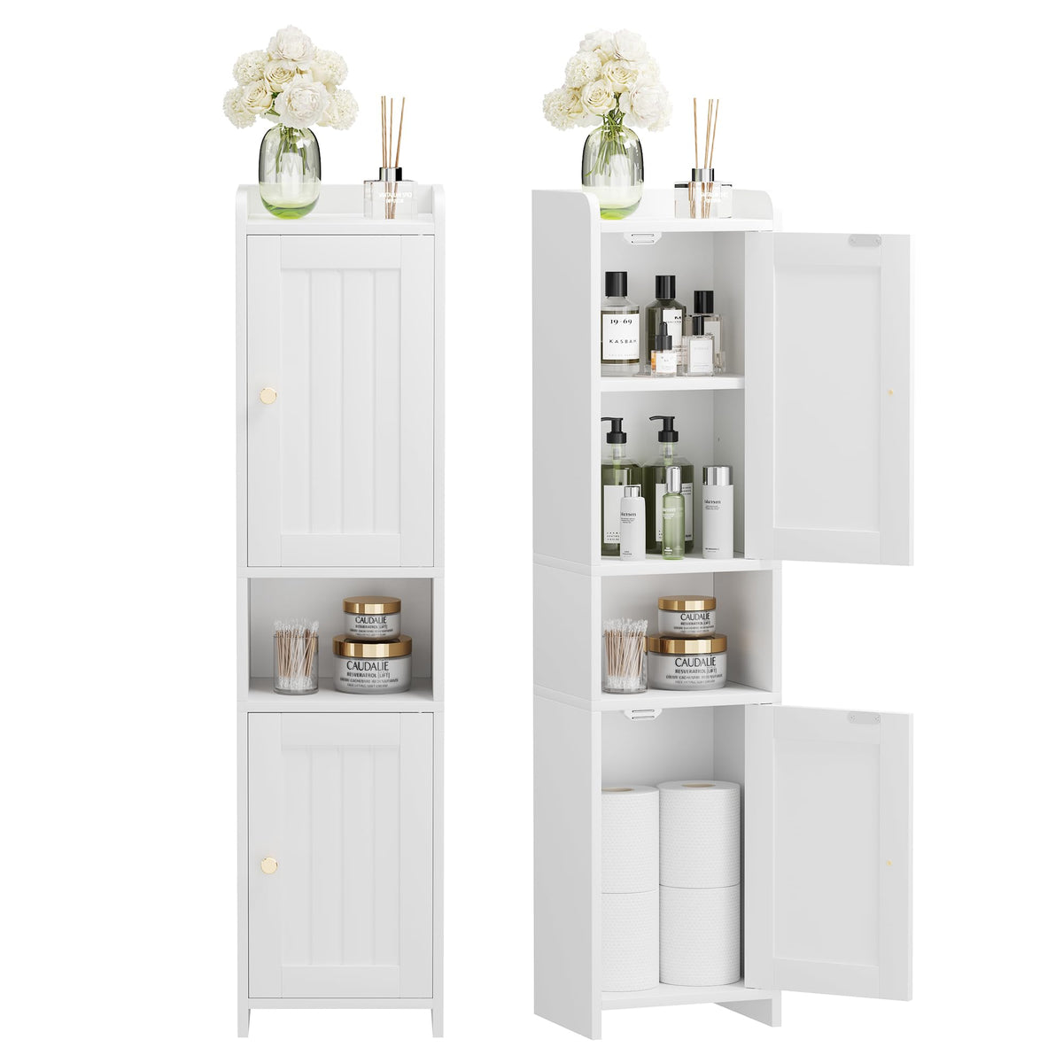 White Bathroom Cabinet with 2 Doors H1749