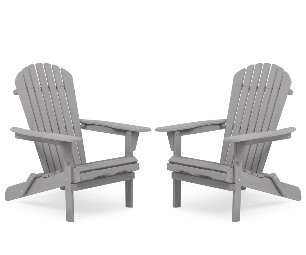 Wooden Folding Adirondack Chair Set of 2 Solid Cedar E772806