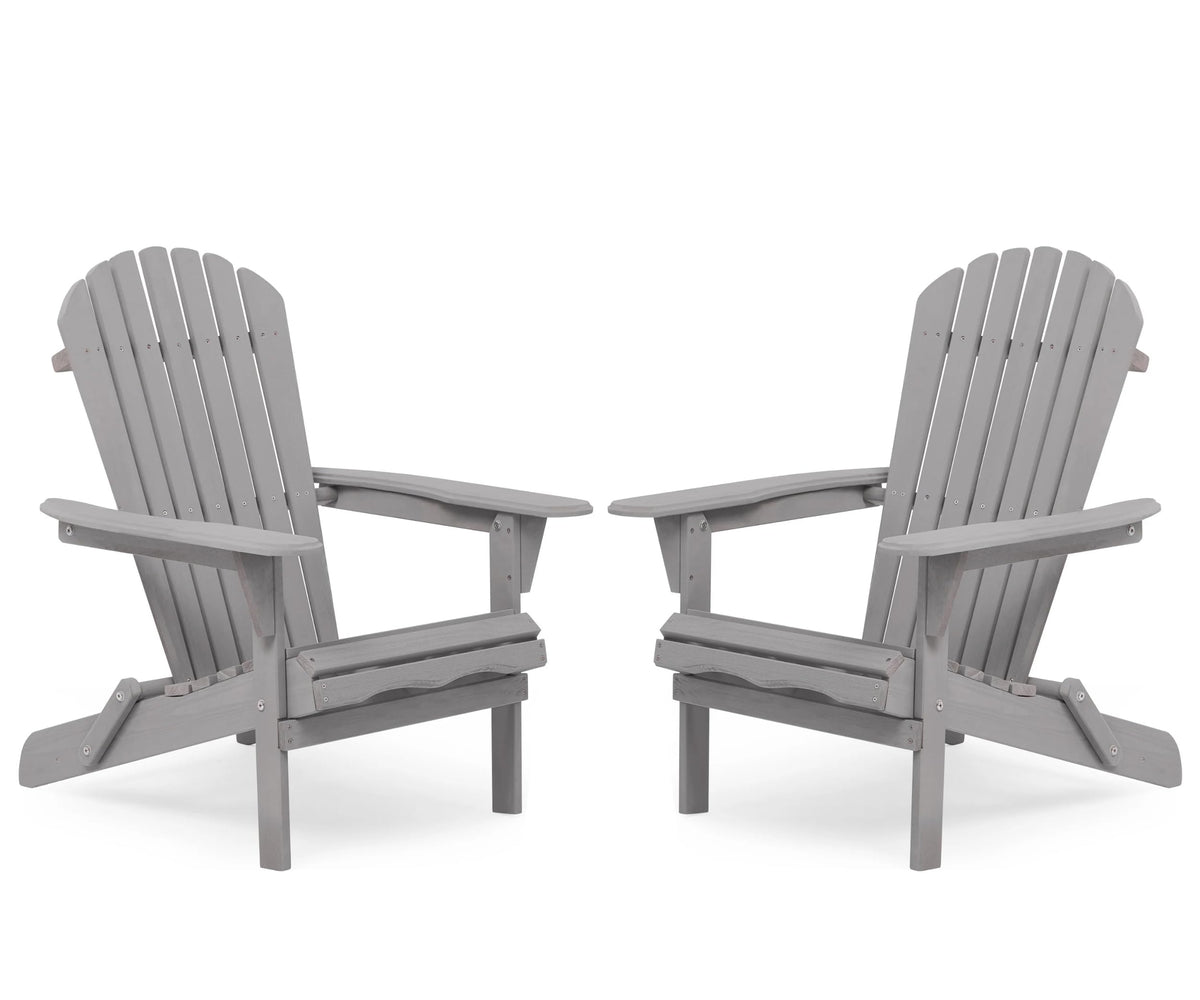 Wooden Folding Adirondack Chair Set of 2 Solid Cedar E772806