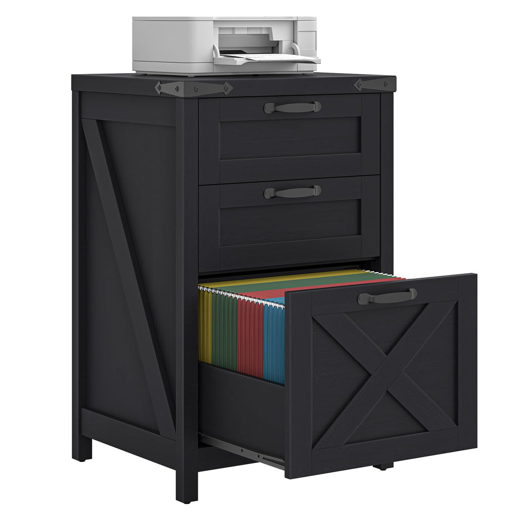 Black 3 Drawer File Cabinet W646