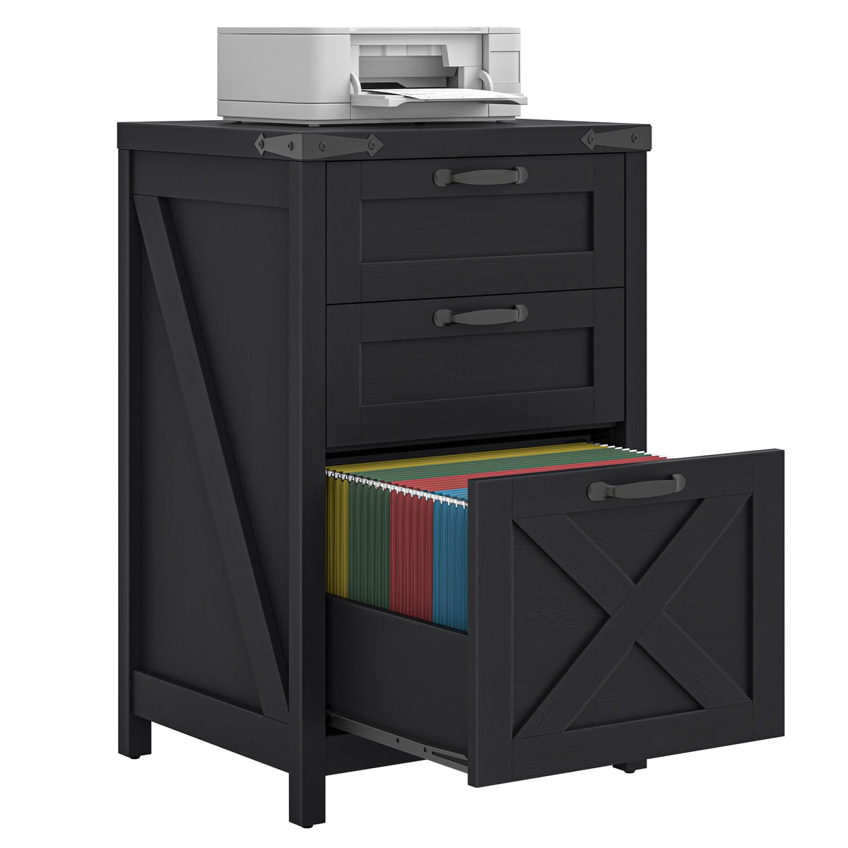 Black 3 Drawer File Cabinet W646