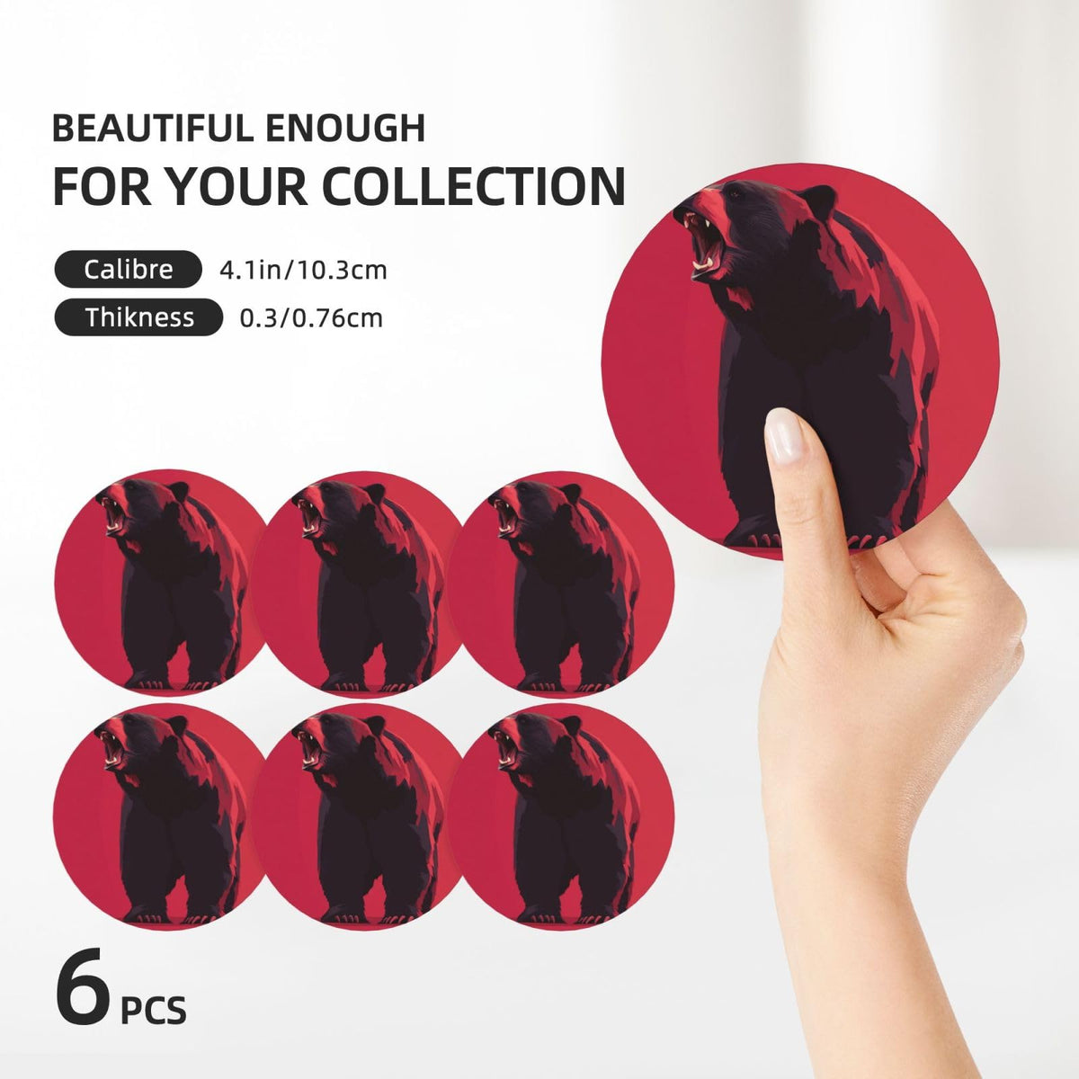 Ceramic Coasters with Holder Set of 6 D1691