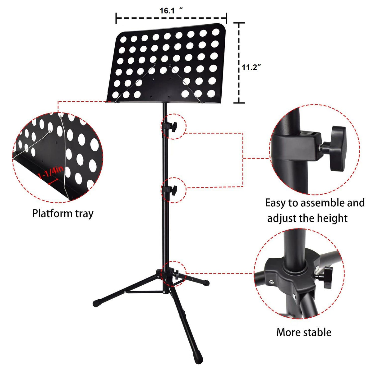 Height Adjustable Sheet Music Stand with Carrying Bag J854