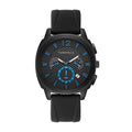 Sport Chronograph Mens Watch Stainless Steel Black Silicone Strap A6625