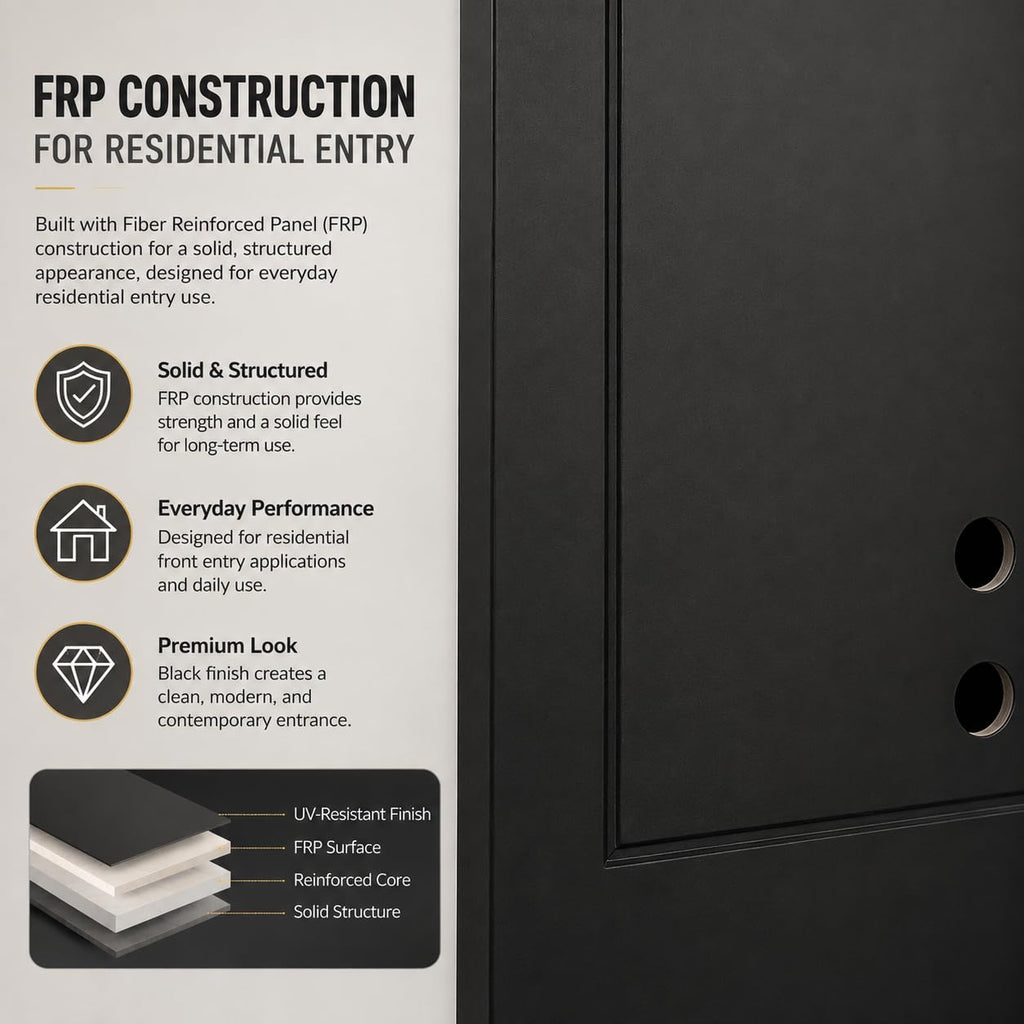 36" x 80" Black FRP Entry Door T700
