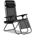 Black Zero Gravity Lounge Chair with Pillow & Cup Holder W344