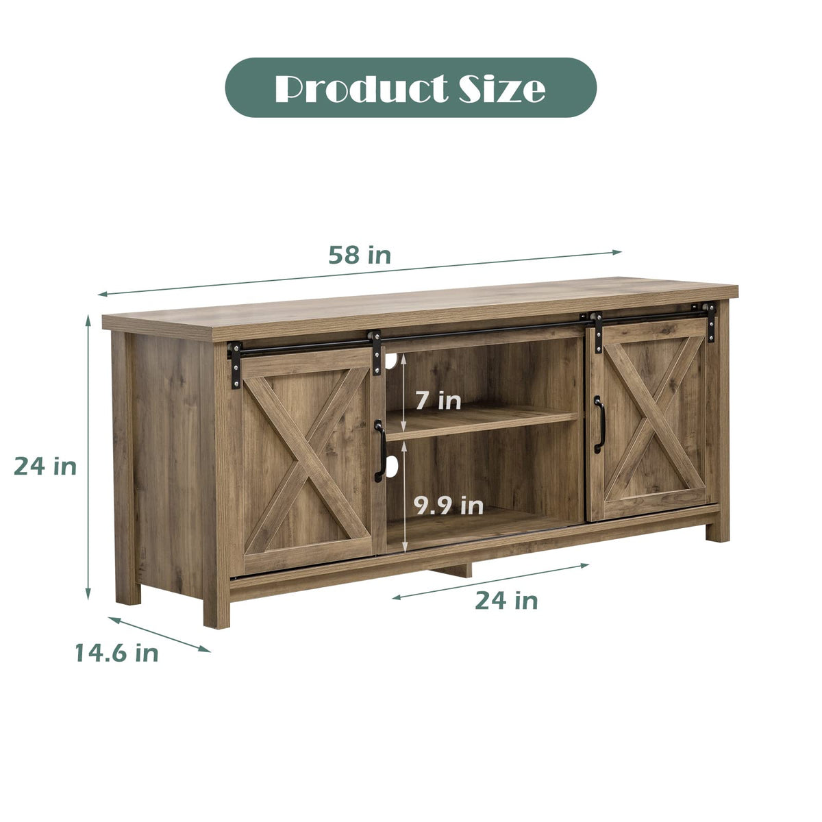 Light Grey Farmhouse TV Stand with Sliding Barn Doors M98386