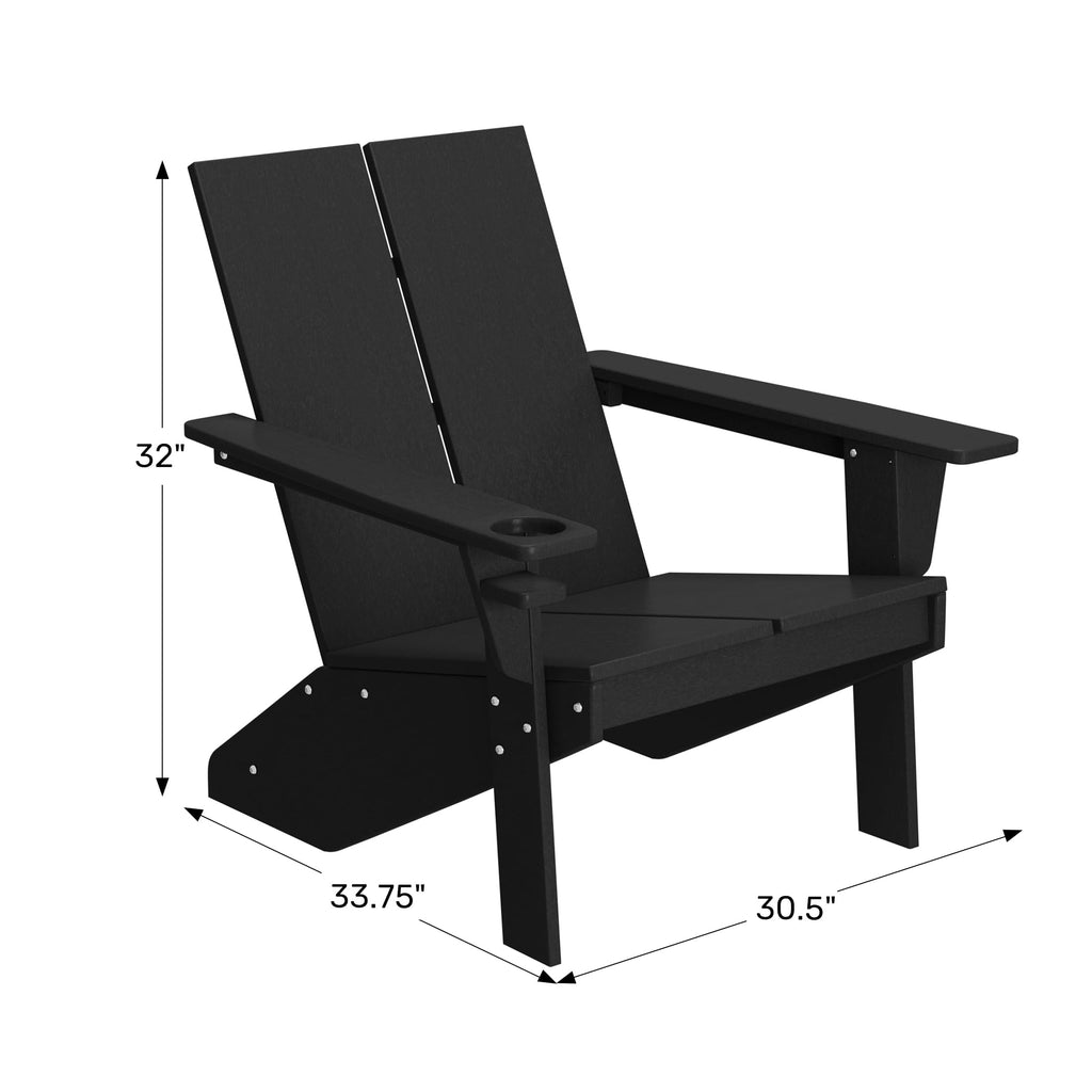 Pacific Blue HDPE Adirondack Chair with Cup Holder W169900