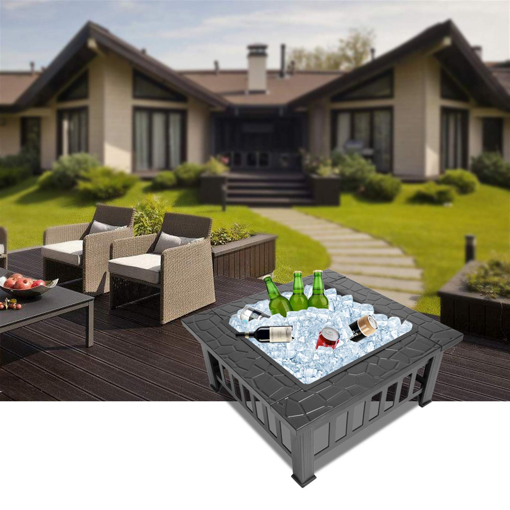 32" Wood Burning Metal Fire Pit with Poker B933