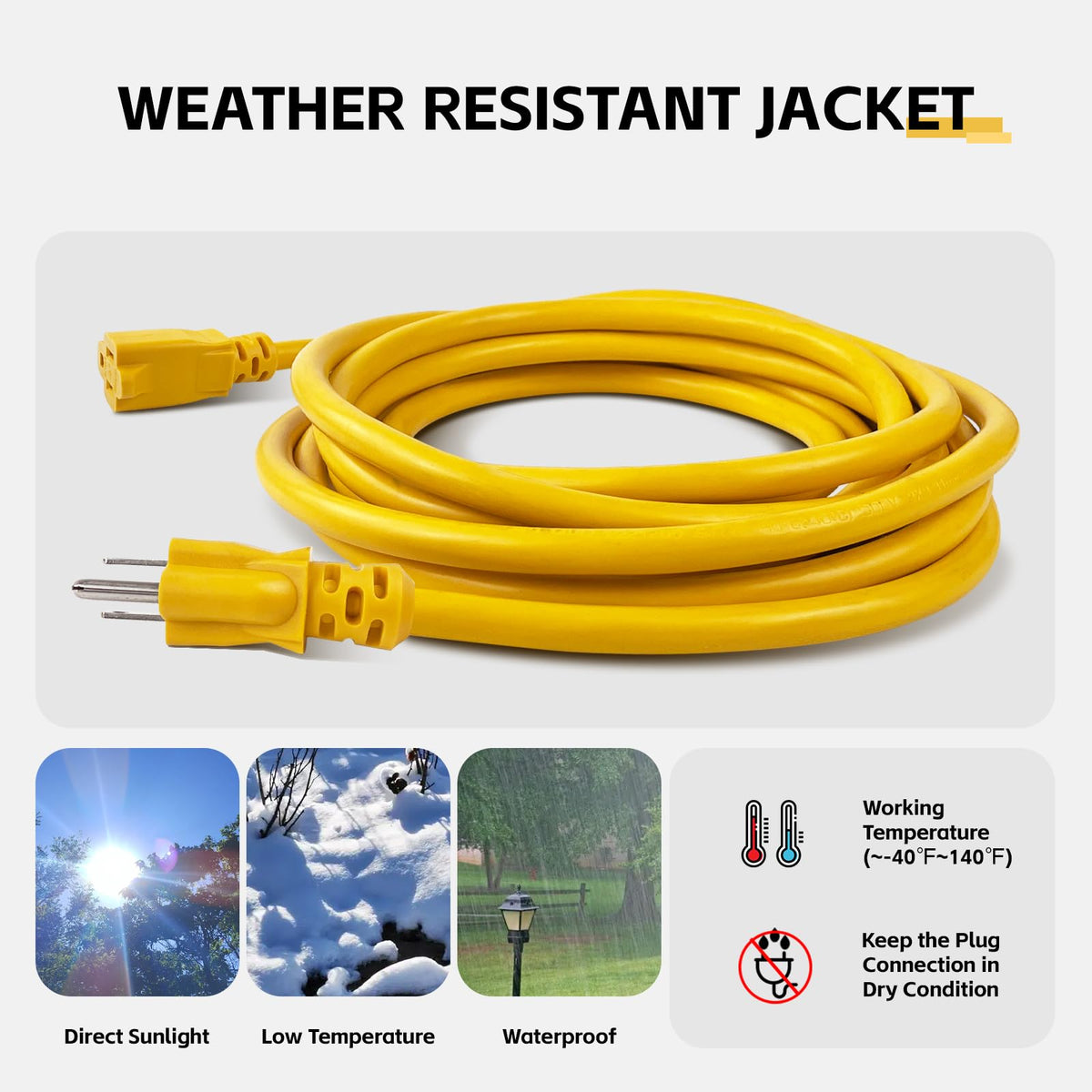 12 Ft Heavy Duty Yellow Extension Cord Y687