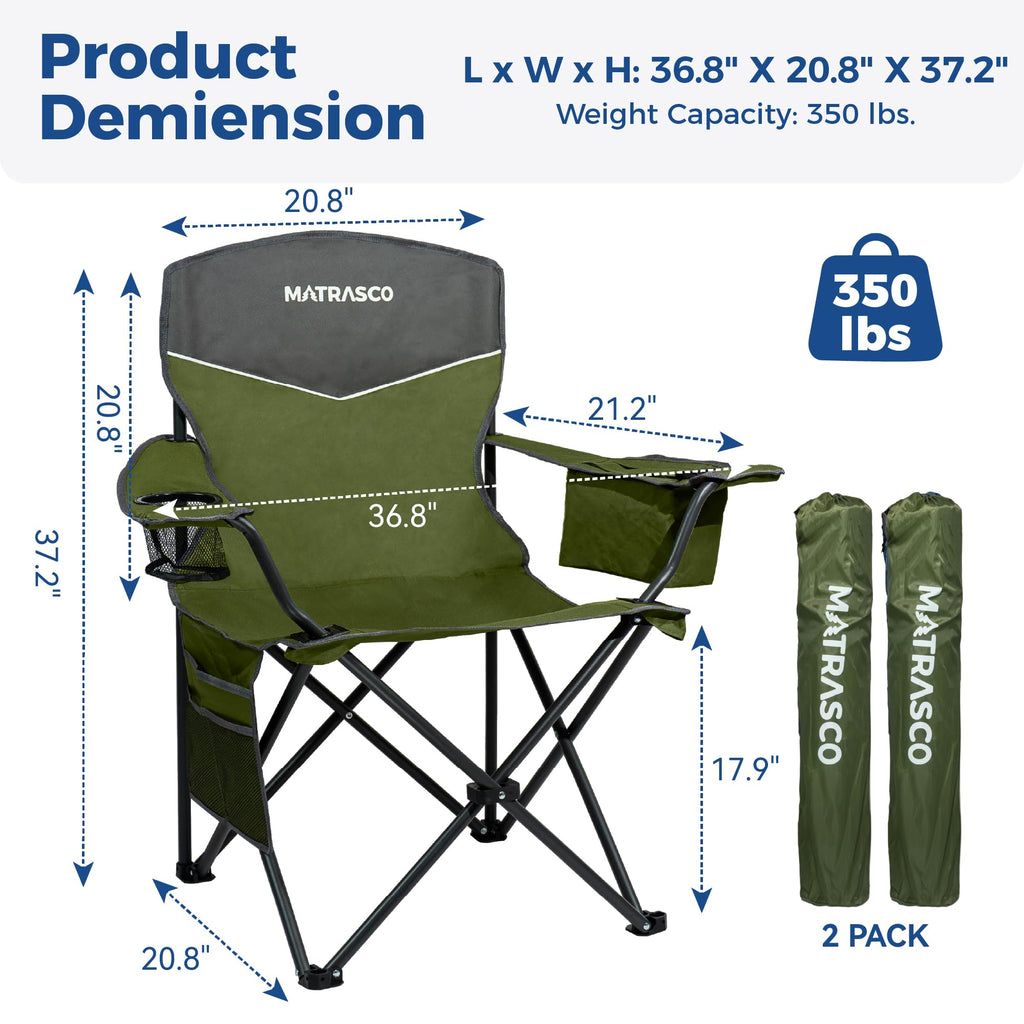Green 2 Pack Folding Camping Chairs Z593938