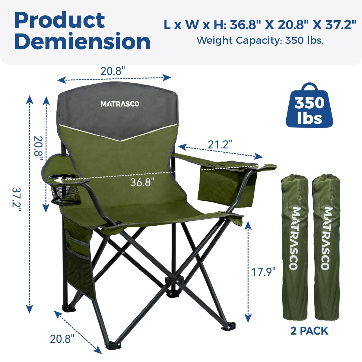 Green 2 Pack Folding Camping Chairs Z593938