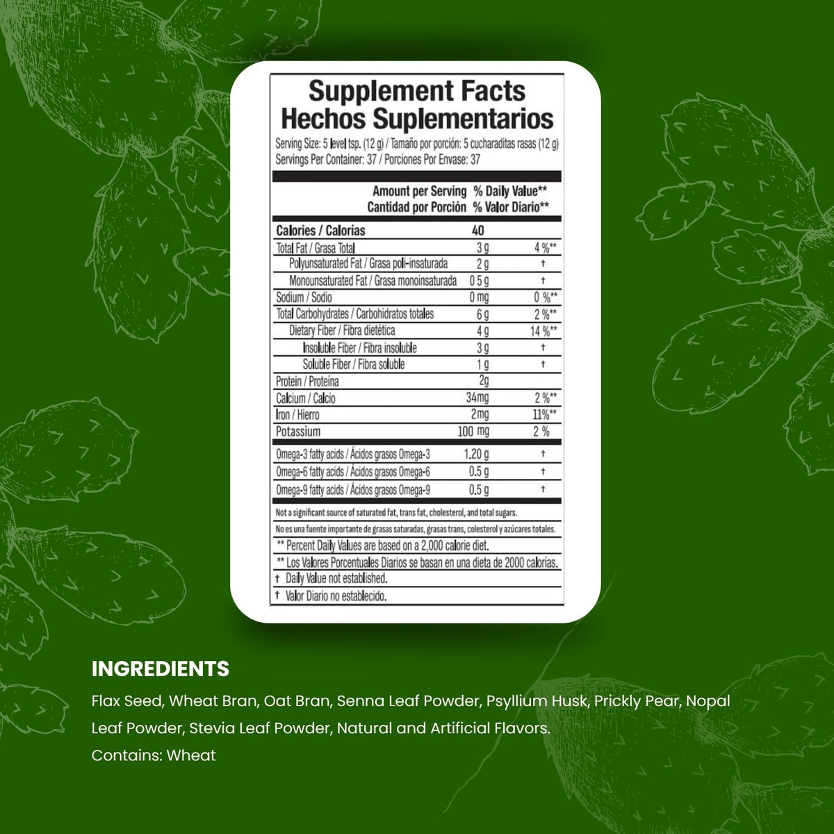 Fiber Powder 1 Lb Flax Seed Psyllium Husk Oat Wheat Bran Q413