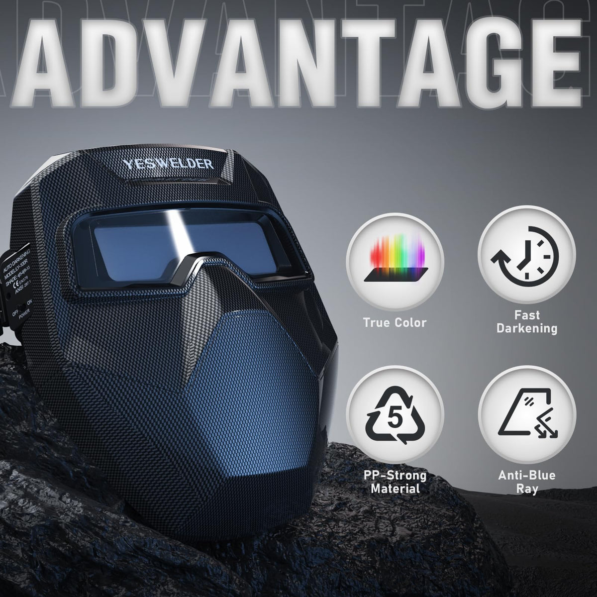 Auto-Darkening Welding Goggles with Mask E662
