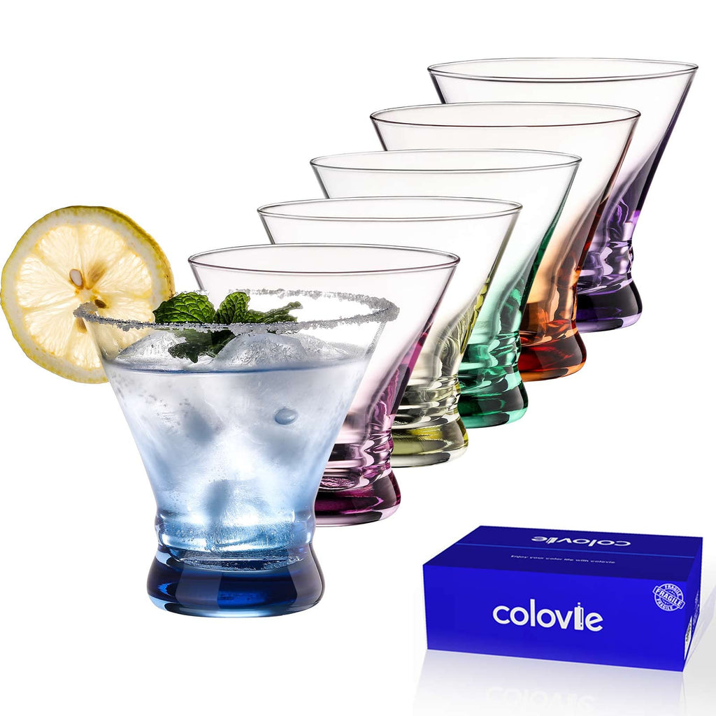 Colored Stemless Martini Glasses Set of 6 G6788