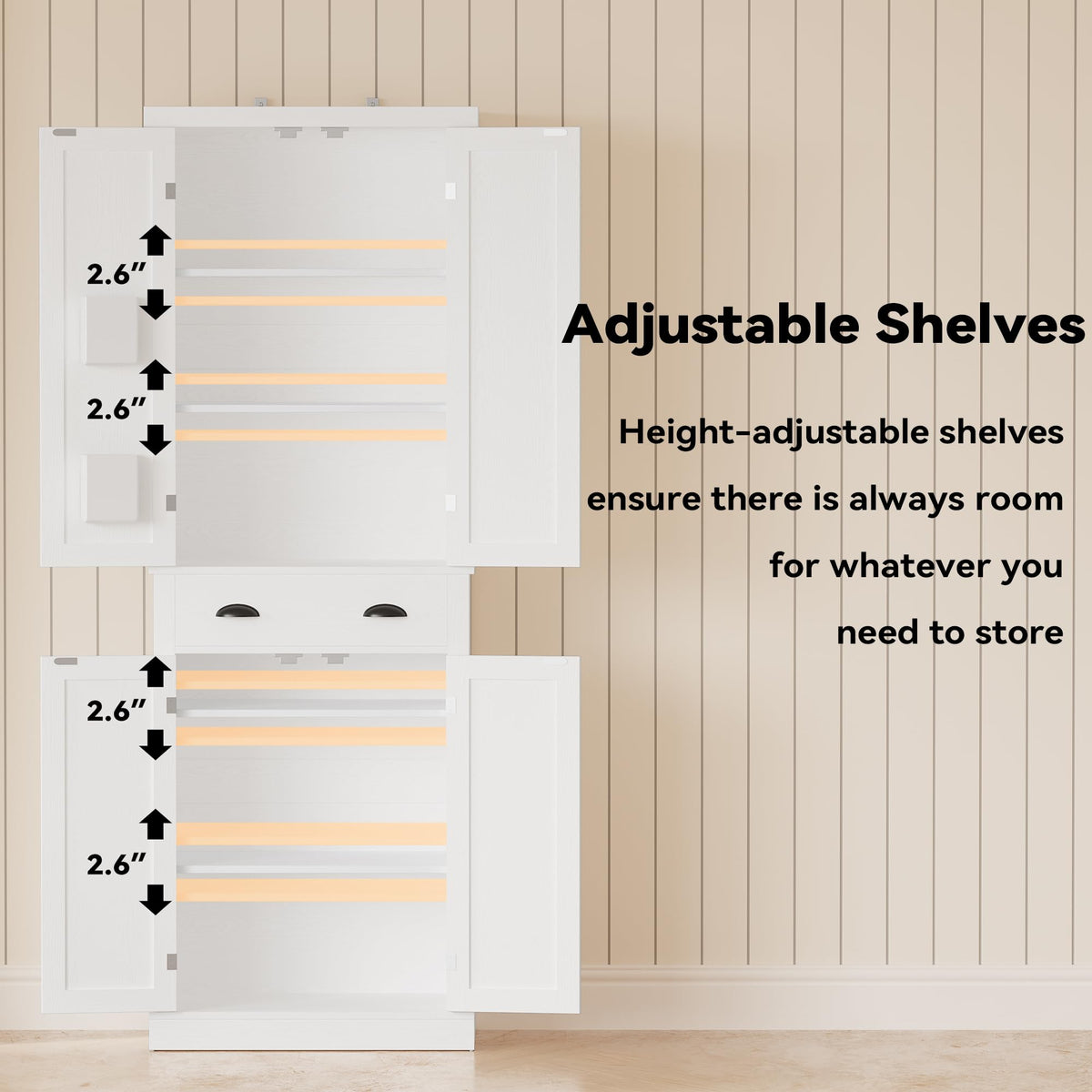 White Kitchen Pantry Storage Cabinet M7412