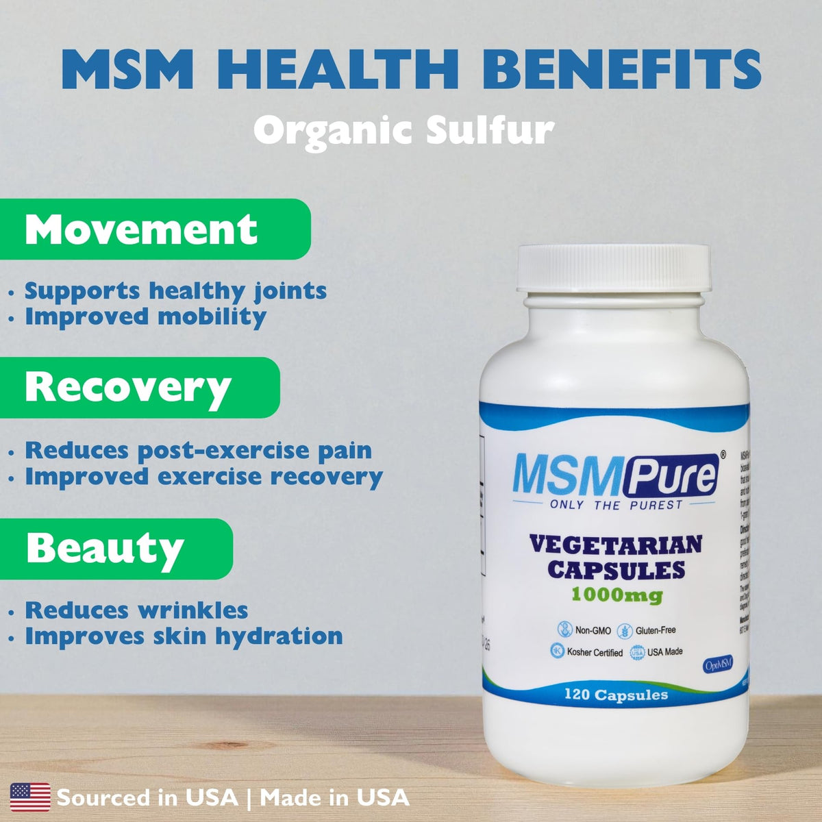 MSM 1000mg Vegetarian Capsules 120 Count B776273